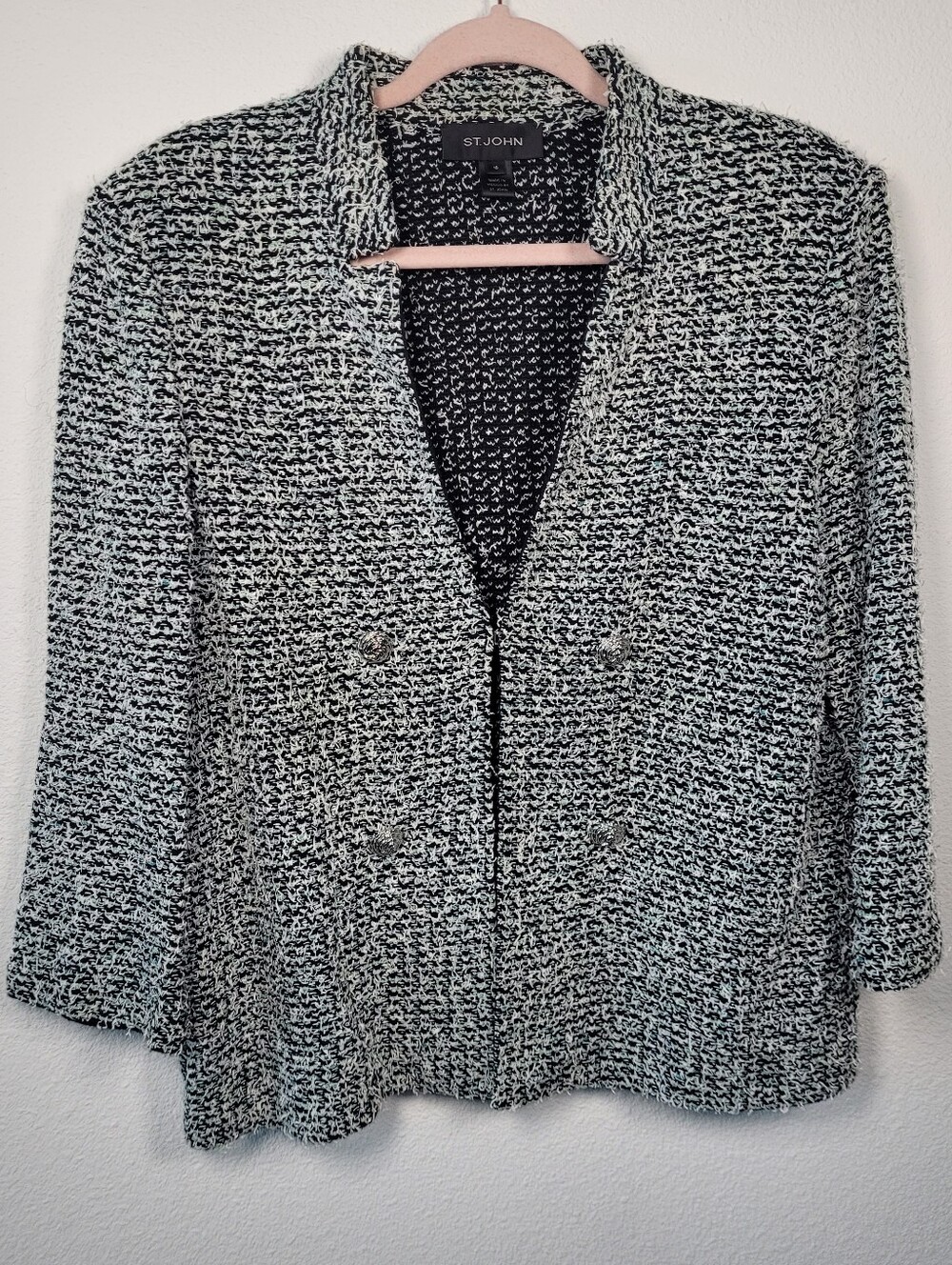 St. John Collection Boucle Tweed Knit 2 Pc Dress Suit Set Blazer 16 Sheath 18